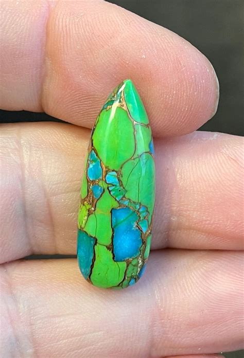 Mohave Turquoise With Bronze Matrix Cabochon Gemstone Green Etsy