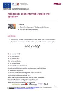 Arbeitsblatt Zeichenformatierungen Und Speichern Learn Forever