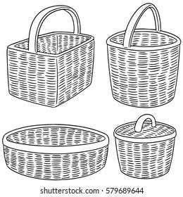 Vector Set Wicker Baskets Stock Vector Royalty Free