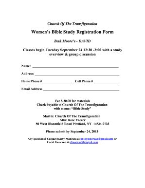 Fillable Online Transfigurationpittsford Womens Bible Study