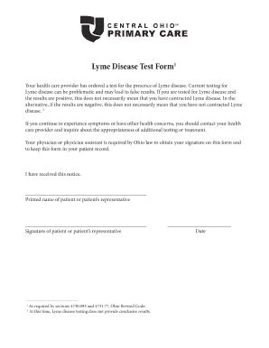 Fillable Online Lyme Disease Test Form1 Bcopcpbbcomb Fax Email Print