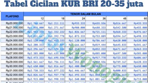 Berapa Limit Pinjaman KUR BRI 2024 Dan Tabel Pinjaman 26 Hingga 30 Juta