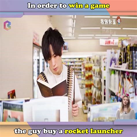 In order to win a game, the guy buy a rocket launcher | In order to win