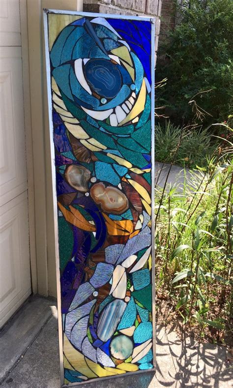 Stained Glass Mosaic Abstract Panel Transom Window W Brazilian Etsy