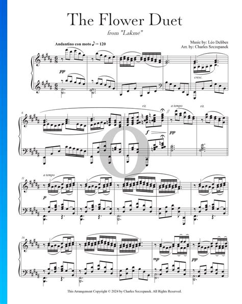 The Flower Duet Léo Delibes Piano Sheet Music Oktav