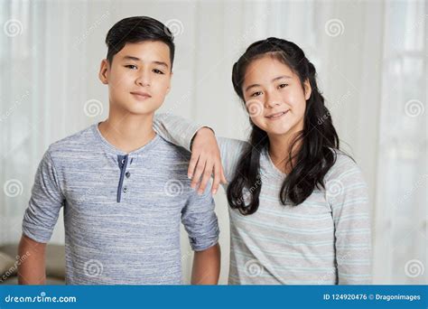 Cheerful Siblings Stock Photo Image Of Sister Brother 124920476