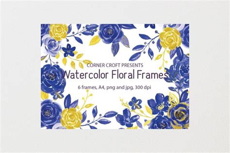 Watercolor Floral Frames By Cornercroft Thehungryjpeg