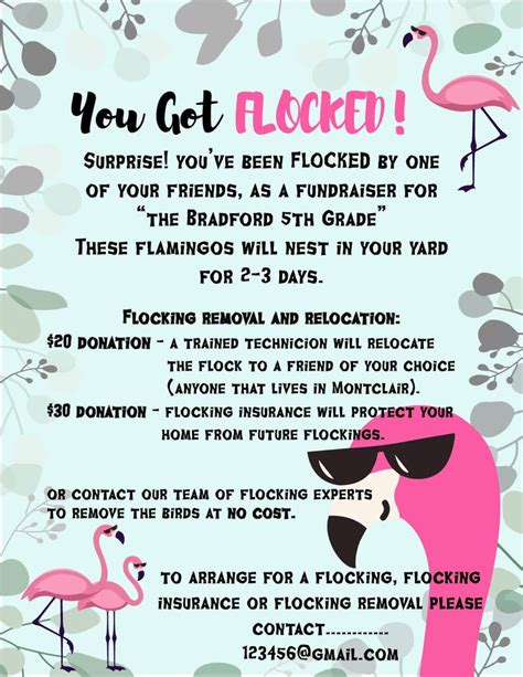 School Fundraiser Flyer with Flamingo Theme