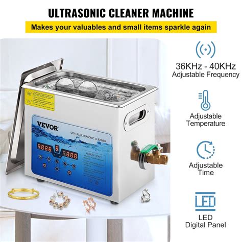 Vevor Ultrasonic Cleaner Jewelry Cleaning Machine W Digital Timer And Heater 6l Vevor Us In