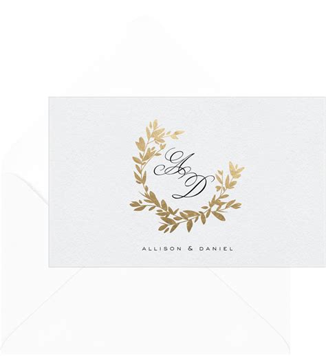 Crescent Wreath Thank You Notes In Creme