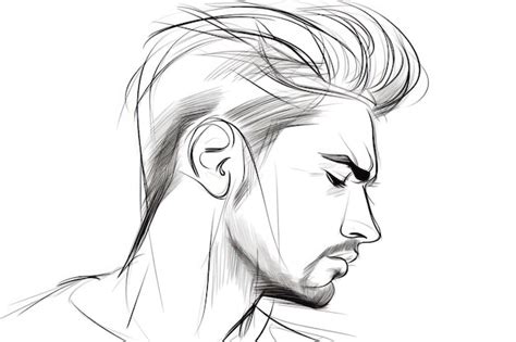 Desenho contínuo de uma linha de penteado de retrato de homem estilo