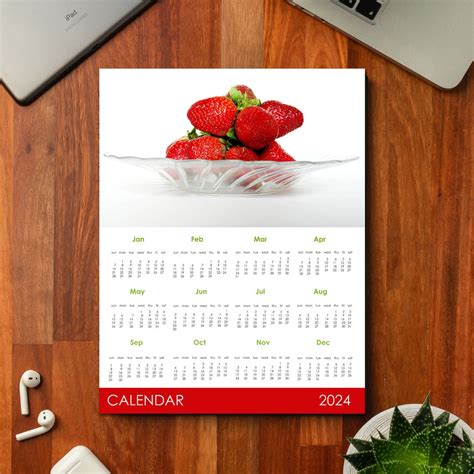 Calendar 2024 Printable Calendar 2024 New Year Calendar 2024 Poster