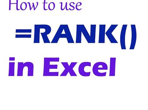 How To Use Rank In Excel Youtube