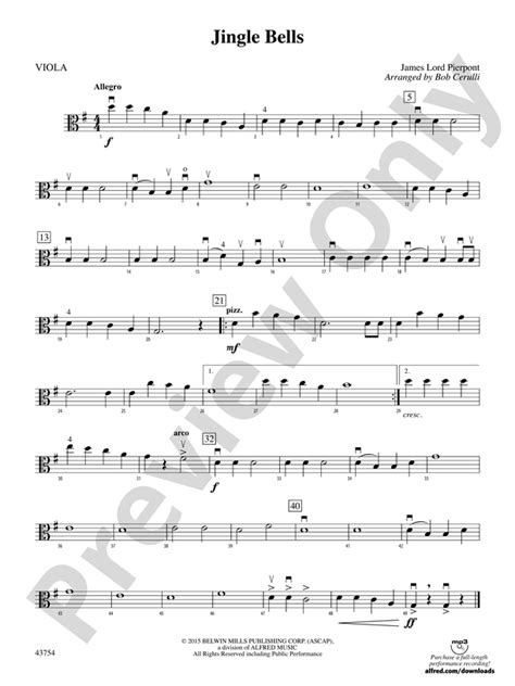 Jingle Bells Viola Viola Part Digital Sheet Music Download