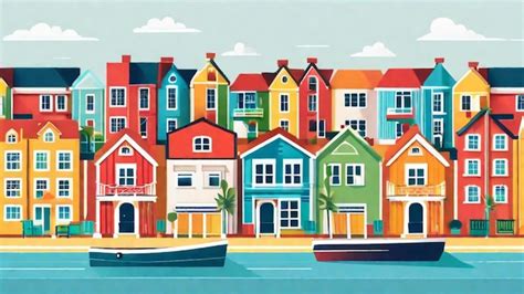 Premium Photo Quaint Coastal Town With Colorful Houses