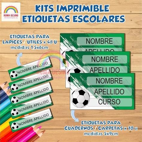 Kit Imprimible Etiquetas Escolares Futbol En Venta En General Madariaga