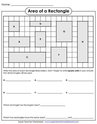 Area Worksheets Counting Square Units