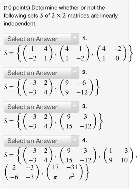 Solved 10 Points Determine Whether Or Not The Following