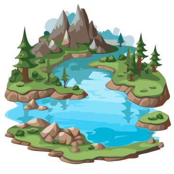 Transparent Lake Clipart Cartoon Forest Land Landscape With Water