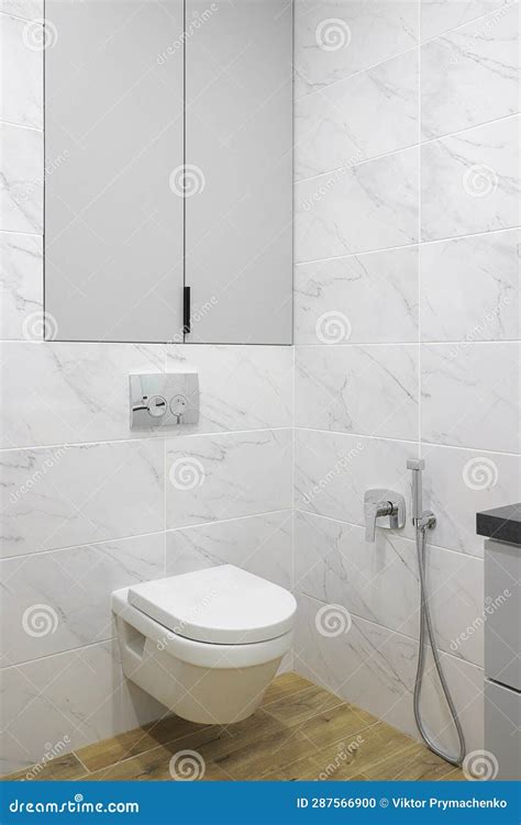 White Toilet Bowl in a Modern Bathroom Stock Photo - Image of hotel ...