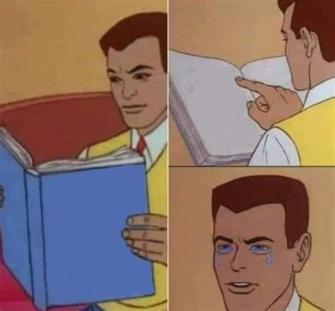 Peter Parker Reading Book And Crying Blank Template Imgflip