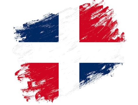 Bandera De República Dominicana Pintada Sobre Un Fondo Blanco De Trazo De Pincel Grunge Foto