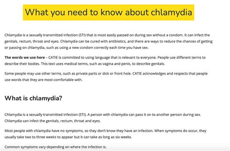 What You Need To Know About Chlamydia Factsheet