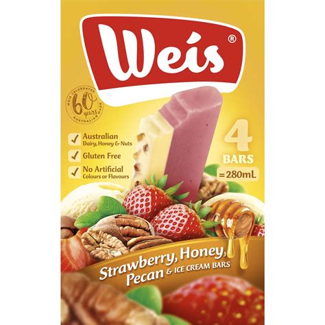 Weis Strawberry Honey And Pecan Ice Cream Bars 4x70ml Woolworths