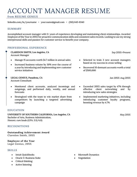 How To Write An Account Manager Resume Sample Tips