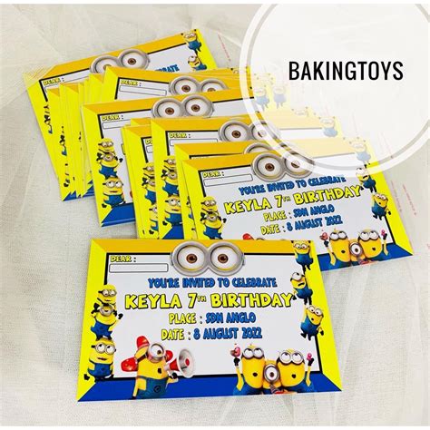 Jual Minion Kartu Undangan Ulang Tahun Birthday Party Invitation Card