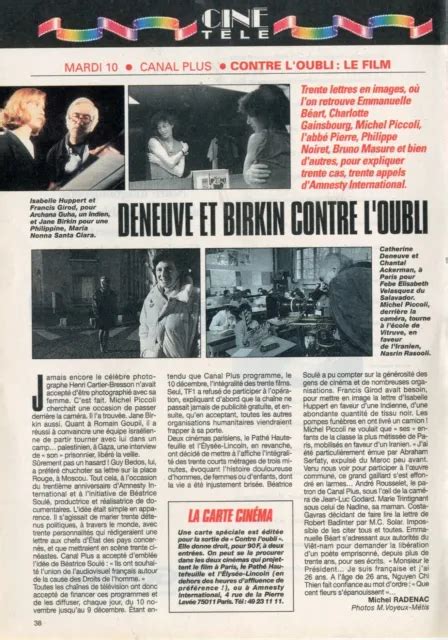 COUPURE DE PRESSE Clipping 1991 Catherine Deneuve Jane Birkin 1 Page