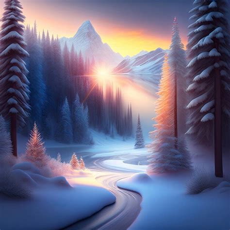 Premium Ai Image Beautiful Magical Winter Wonderland Landscape