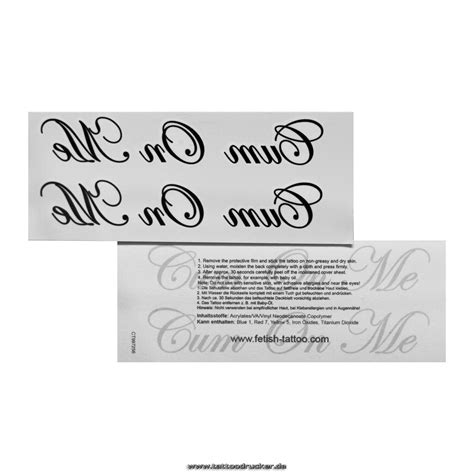 5 X Cum On Me Schriftzug In Schwarz Sexy Kinky Fetisch Tattoo 5