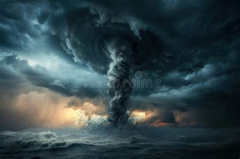 Ocean tornado at sunset stock photo. Image of water - 312138548