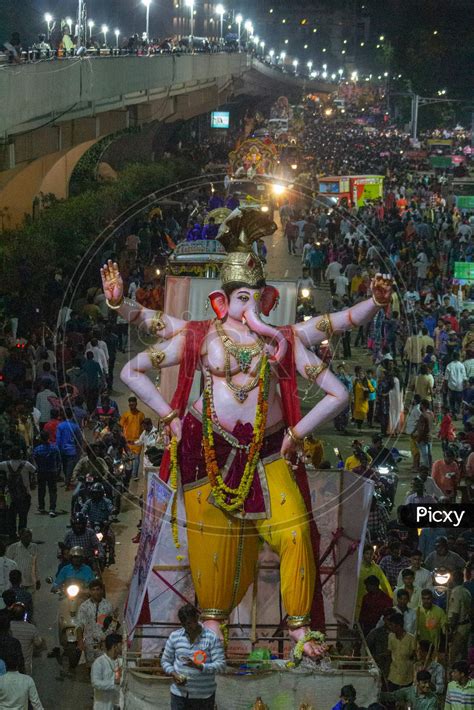 Image Of Ganesh Vinayaka Idol Nimarjanam Immersion At Tank Bund