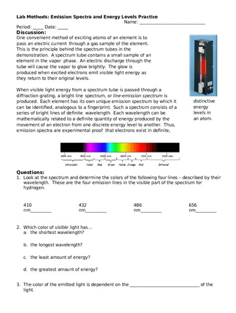 Emission Spectra And Energy Levels Worksheet Answers Airslate Signnow