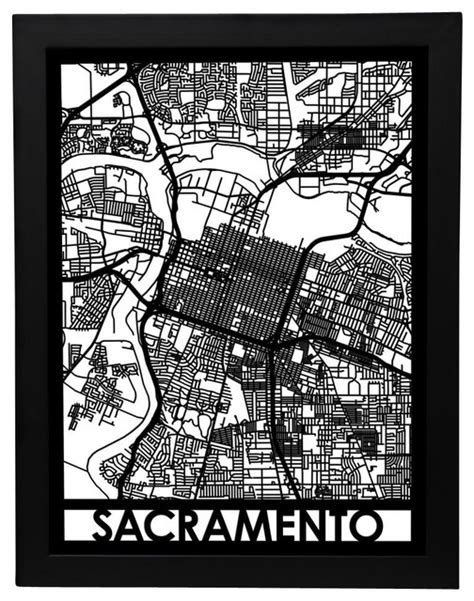 Sacramento Street Map - Contemporary - Prints And Posters - by Cut Maps | Houzz