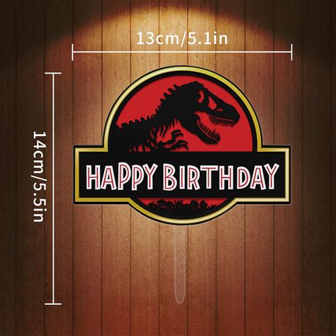 Set Of Acrylic Jurassic Park Happy Birthday Cake Topper Jurassic Park