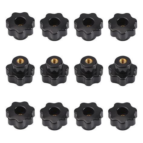 MOROBOR Star Knob M5 Knurled Thread Clamping Knob 12pcs Black Plastic