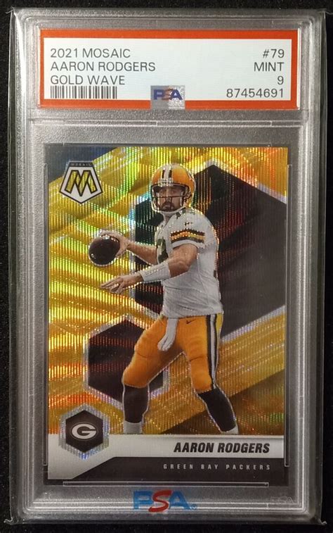 Aaron Rodgers Packers Psa Panini Mosaic Gold Wave Ssp