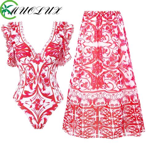 Muolux One Piece Women Swimwear 2024 Bikini Set Swimsuit Fashion Ruffle