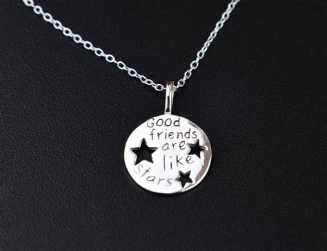 Best Friend Necklace Star Charm Necklace Silver Disc Charm Etsy