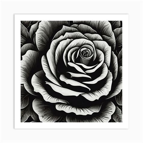 Black And White Rose Art Print by Pat4U - Fy