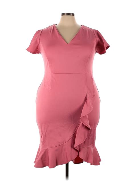 Lane Bryant Solid Pink Casual Dress Size 22 Plus 61 Off Thredup