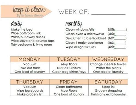 Printable Cleaning Schedule