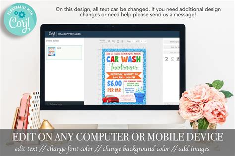 Editable Car Wash Fundraiser Flyer Printable Car Wash Etsy