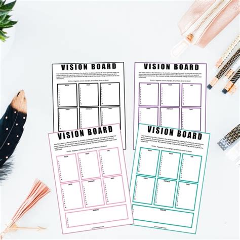 Vision Board Worksheet Vision Board Checklist Law Of Etsy