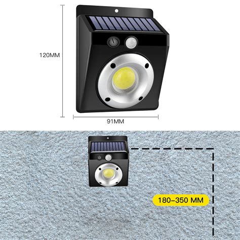 W Cob Led Solar Power Wall Lamp Garden Light Street Lamp Motion Ir