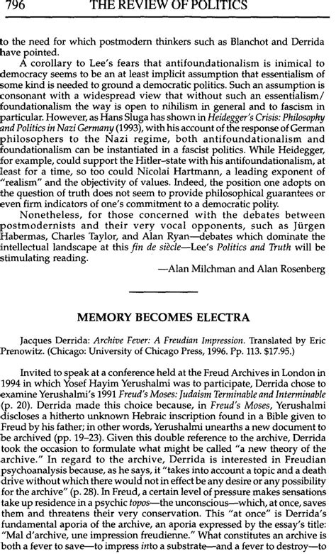 memory  electra jacques derrida archive fever  freudian