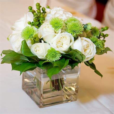 Arrangement In A Square Clear Glass Container Luda Flower Salon